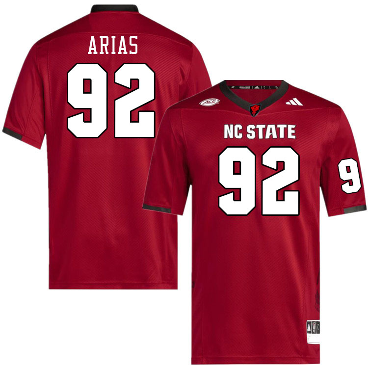 Men #92 Aiden Arias NC State Wolfpack College Football Jerseys Stitched-Red